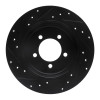 R1 02-10 Ford Explorer Rear Right Drilled & Slotted Black Brake Rotor