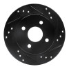 R1 91-98 Saturn SL Rear Right Drilled & Slotted Black Brake Rotor