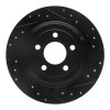 R1 15-23 Ford Mustang Rear Right Drilled & Slotted Black Brake Rotor