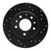 R1 98-15 Ford Fusion Rear Right Drilled & Slotted Black Brake Rotor