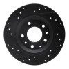 R1 98-15 Ford Fusion Rear Right Drilled & Slotted Black Brake Rotor