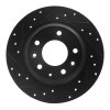 R1 98-15 Ford Fusion Rear Left Drilled & Slotted Black Brake Rotor