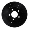 R1 05-10 Ford Mustang Front Left Drilled & Slotted Black Brake Rotor