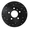 R1 04-16 Buick Allure Rear Left Drilled & Slotted Black Brake Rotor