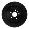 R1 09-24 Cadillac CTS Rear Right Drilled & Slotted Black Brake Rotor