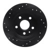 R1 11-16 Buick LaCrosse Rear Right Drilled & Slotted Black Brake Rotor