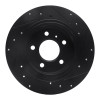 R1 06-11 Buick Lucerne Rear Left Drilled & Slotted Black Brake Rotor