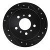 R1 06-10 Buick LaCrosse Rear Right Drilled & Slotted Black Brake Rotor