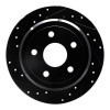 R1 07-18 Jeep Wrangler Rear Left Drilled & Slotted Black Brake Rotor