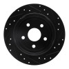 R1 07-18 Jeep Wrangler Rear Left Drilled & Slotted Black Brake Rotor