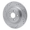 R1 2006-2015 Jaguar XJ Rear Left Drilled & Slotted Silver Brake Rotor