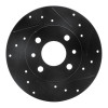 R1 2009-2019 Fiat 500 (USA/Canada) Rear Right Drilled & Slotted Black Brake Rotor