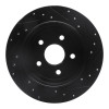 R1 05-10 Jeep Grand Cherokee Rear Left Drilled & Slotted Black Brake Rotor