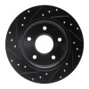 R1 08-16 Chrysler Town & Country Rear Right Drilled & Slotted Black Brake Rotor