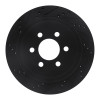 R1 03-03 Dodge Durango Rear Left Drilled & Slotted Black Brake Rotor