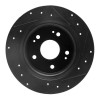 R1 2016-2025 Honda Accord Sedan Rear Left Drilled & Slotted Black Brake Rotor