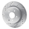 R1 2005-2025 Infiniti EX35 Rear Left Drilled & Slotted Silver Brake Rotor