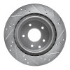 R1 2005-2025 Infiniti EX35 Rear Left Drilled & Slotted Silver Brake Rotor