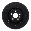 R1 2017-2020 Jaguar F-Pace Front Right Drilled & Slotted Black Brake Rotor