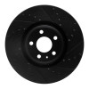 R1 2018-2025 Audi S5 Front Right Drilled & Slotted Black Brake Rotor