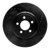 R1 06-23 Dodge Charger Rear Right Drilled & Slotted Black Brake Rotor