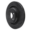 R1 05-23 Chrysler 300 Rear Right Drilled & Slotted Black Brake Rotor