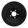 R1 05-23 Chrysler 300 Rear Left Drilled & Slotted Black Brake Rotor