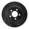 R1 05-23 Chrysler 300 Rear Right Drilled & Slotted Black Brake Rotor ECB-39018R