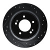 R1 17-23 Hyundai Kona EV Rear Right Drilled & Slotted Black Brake Rotor