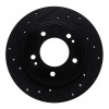 R1 17-25 Hyundai Elantra GT Rear Left Drilled & Slotted Black Brake Rotor