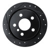 R1 14-24 Mini Cooper (Excl Clubman) Rear Left Drilled & Slotted Black Brake Rotor
