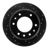 R1 06-14 Hyundai Entourage Rear Right Drilled & Slotted Black Brake Rotor