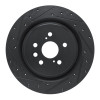 R1 2020-2025 Lexus RX350 Rear Left Drilled & Slotted Black Brake Rotor