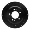 R1 13-25 Hyundai Kona Rear Left Drilled & Slotted Black Brake Rotor