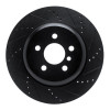 R1 17-25 BMW 530I Left Rear Drilled & Slotted Black Brake Rotor