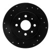R1 98-03 Kia Sephia Rear Left Drilled & Slotted Black Brake Rotor