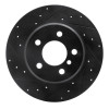R1 00-06 BMW X5 Rear Left Drilled & Slotted Black Brake Rotor