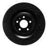 R1 15-18 Porsche Macan Rear Left Drilled & Slotted Black Brake Rotor
