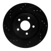 R1 06-08 Jaguar S-Type Rear Left Drilled & Slotted Black Brake Rotor