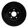 R1 06-08 Jaguar S-Type Rear Left Drilled & Slotted Black Brake Rotor