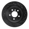 R1 06-20 BMW 328I Rear Left Drilled & Slotted Black Brake Rotor