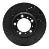 R1 99-23 Porsche Panamera Right Rear Drilled & Slotted Black Brake Rotor