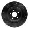 R1 06-15 Jaguar Super V8 Rear Right Drilled & Slotted Black Brake Rotor