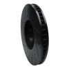 R1 10-18 BMW 550I Left Front Drilled & Slotted Black Brake Rotor