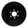 R1 03-04 Dodge Dakota 4WD Rear Left Drilled & Slotted Black Brake Rotor
