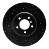 R1 07-15 BMW 335I xDrive Front Left Drilled & Slotted Black Brake Rotor