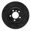 R1 05-08 BMW 760I Rear Right Drilled & Slotted Black Brake Rotor