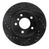 R1 06-10 BMW 528I xDrive Rear Left Drilled & Slotted Black Brake Rotor
