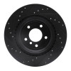 R1 06-15 BMW 335XI Rear Right Drilled & Slotted Black Brake Rotor