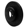 R1 04-10 BMW 550I Front Left Drilled & Slotted Black Brake Rotor